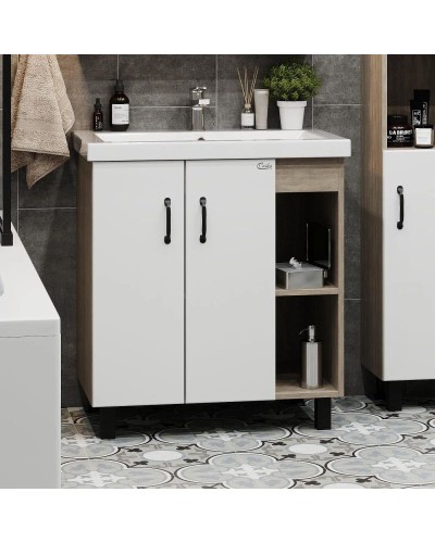 Комплект мебели дуб сонома/белый матовый 80 см Onika Тимбер 108052 + UM-COM80/1 + 208091