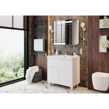 Комплект мебели белый глянец 80 см Onika Стрим 108055 + UM-COM80/1 + 208094