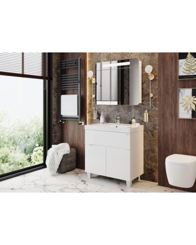 Комплект мебели белый глянец 80 см Onika Стрим 108055 + UM-COM80/1 + 208094