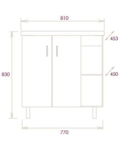 Комплект мебели дуб сонома/серый матовый 81 см Onika Тимбер 108046 + 4640021065198 + 208091