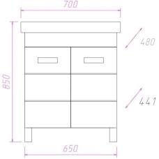Комплект мебели белый глянец 70 см Onika Балтика 107523 + 1WH302083 + 206701