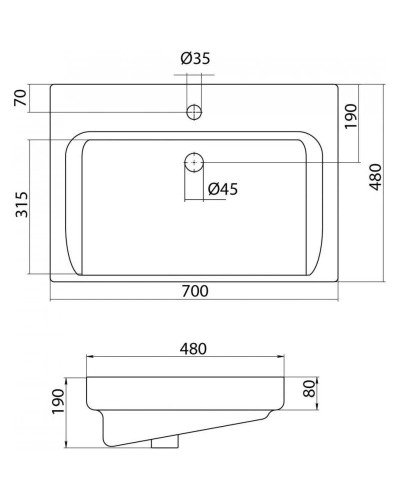 Комплект мебели белый глянец 70 см Onika Балтика 107523 + 1WH302083 + 206701