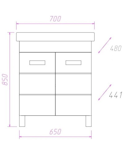 Комплект мебели белый глянец 70 см Onika Балтика 107523 + 1WH302083 + 206704