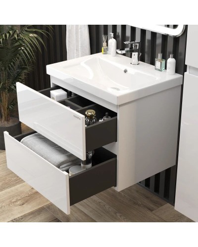 Комплект мебели белый глянец 70 см Onika Эвада 107059 + UM-COM70/1 + 206085