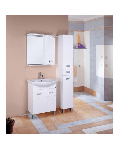 Комплект мебели белый глянец 71,5 см с бельевой корзиной Onika Балтика 107028 + 1WH207776 + 206704