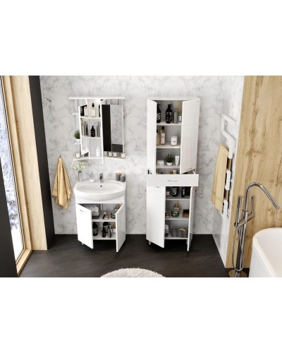 Комплект мебели белый глянец 66,5 см Onika Стелла 106501 + 1WH110174 + 206505