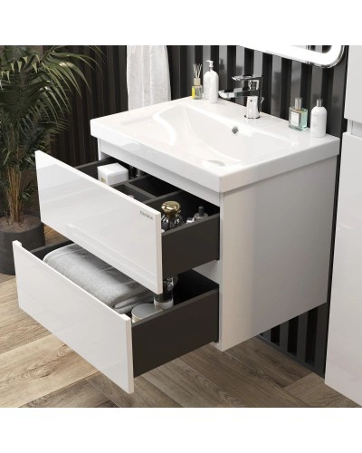 Комплект мебели белый глянец 60 см Onika Эвада 106145 + UM-COM60/1 + 206085