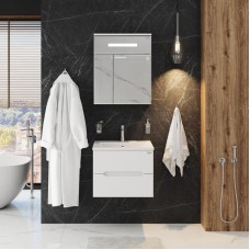 Комплект мебели белый глянец 60 см Onika Айленд 106114 + 1WH501606 + 206034