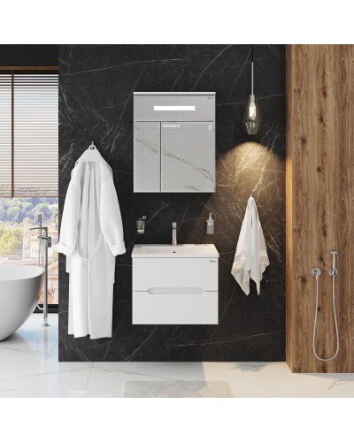 Комплект мебели белый глянец 60 см Onika Айленд 106114 + 1WH501606 + 206034