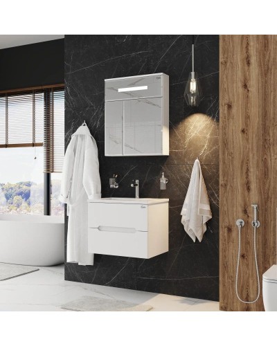 Комплект мебели белый глянец 60 см Onika Айленд 106114 + 1WH501606 + 206034