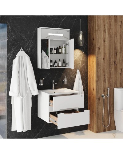 Комплект мебели белый глянец 60 см Onika Айленд 106114 + 1WH501606 + 206034