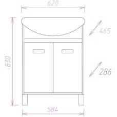 Комплект мебели венге луизиана/ясень шимо светлый 62 см Onika Гамма 106080 + UM-ERI60/1 + 205828