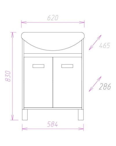 Комплект мебели венге луизиана/ясень шимо светлый 62 см Onika Гамма 106080 + UM-ERI60/1 + 205828