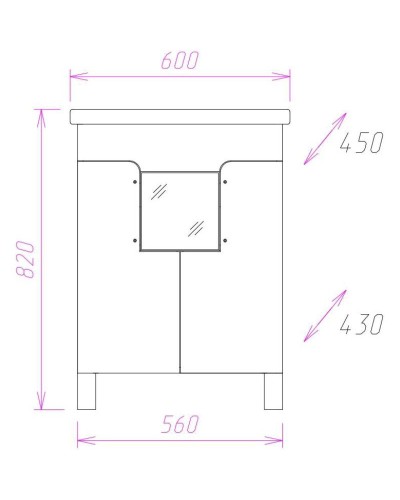 Комплект мебели белый глянец 60 см Onika Флорена 106050 + UM-COM60/1 + 206206