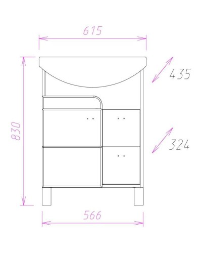 Комплект мебели белый глянец/ясень шимо 61,5 см Onika Стиль 106032 + 1.3120.3.S00.11B.0 + 205833