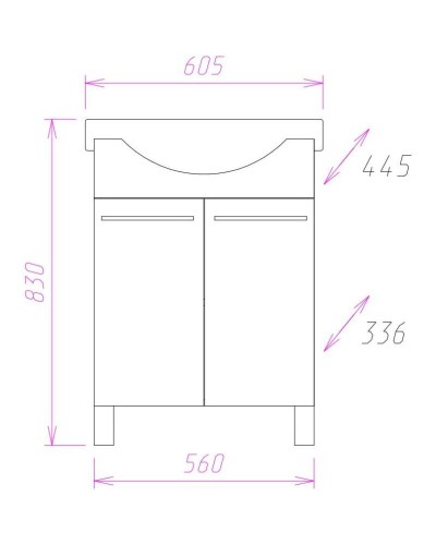 Комплект мебели белый глянец 60,5 см Onika Селигер 106006 + 1WH110268 + 206007