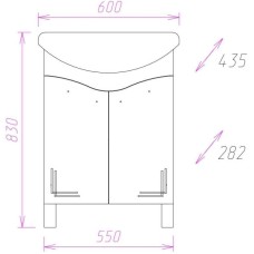 Комплект мебели белый глянец 60 см Onika Лада 106002 + 1WH110198 + 206015
