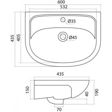 Комплект мебели белый глянец 60 см Onika Лада 106002 + 1WH110198 + 206015