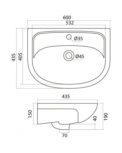 Комплект мебели белый глянец 60 см Onika Лада 106002 + 1WH110198 + 206015