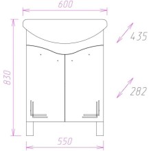Комплект мебели белый глянец 60 см Onika Лада 106002 + 1WH110198 + 206016