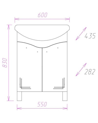 Комплект мебели белый глянец 60 см Onika Лада 106002 + 1WH110198 + 206016