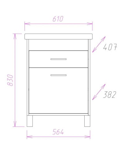 Комплект мебели ясень таормина 61 см Onika Натали 106001 + 4640021060773 + 206061