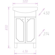 Комплект мебели белый глянец 50 см Onika Канны 105003 + 1WH110243 + 205012