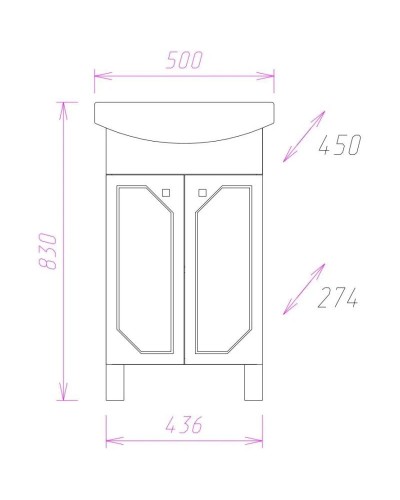 Комплект мебели белый глянец 50 см Onika Канны 105003 + 1WH110243 + 205012