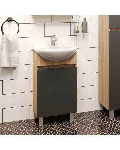 Комплект мебели дуб сонома/серый матовый 46 см Onika Милтон 104512 + 4620008192741 + 204803