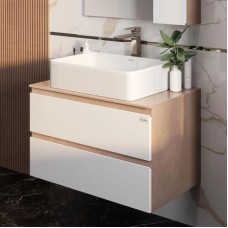 Комплект мебели светлый камень/белый глянец 80 см Onika Алеста 108054 + 680001 + 4640021064269 + 208095