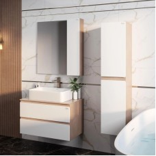 Комплект мебели светлый камень/белый глянец 80 см Onika Алеста 108054 + 680001 + 4640021064269 + 208095