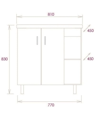 Комплект мебели дуб сонома/серый матовый 80 см Onika Тимбер 108053 + UM-COM80/1 + 208091