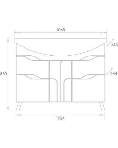 Комплект мебели белый глянец 106,5 см Onika Веронэлла 110508 + 4620008197340 + 210506