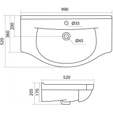Комплект мебели белый глянец 99 см Onika Эльбрус 110008 + 1WH110255 + 210004