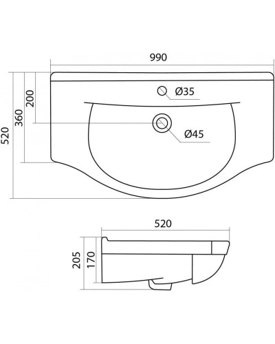 Комплект мебели белый глянец 99 см Onika Эльбрус 110008 + 1WH110255 + 210004