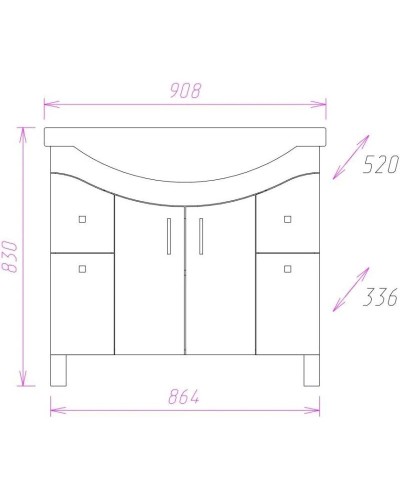 Комплект мебели белый глянец 90,8 см Onika Эльбрус 109016 + 1WH110790 + 209004