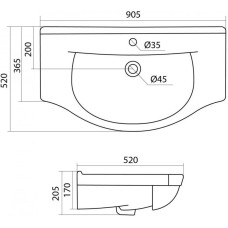Комплект мебели белый глянец 90,8 см Onika Эльбрус 109016 + 1WH110790 + 209004