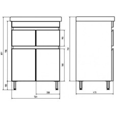 Комплект мебели белый/дуб золотой 60,5 см ASB-Mebel Марко