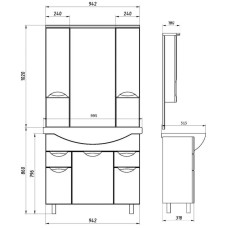 Комплект мебели белый 99,5 см ASB-Mebel Мессина
