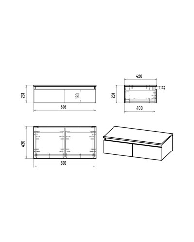 DAKOTA - 80 Консоль подвесная 2 ящ. ДСП (Дуб Гал. Белый)