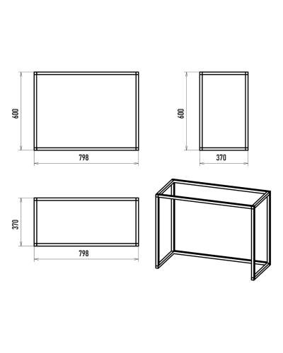 Металлокаркас 80 см от консоли, Черный (Дакота)