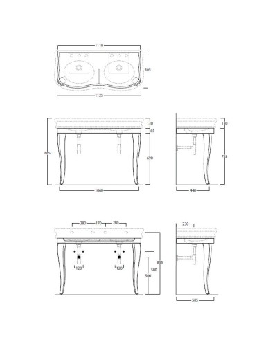 Консоль для раковины черный глянец Simas Lante LAM120nero