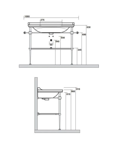 Консоль для раковины золото Kerasan Waldorf 9196K2oro