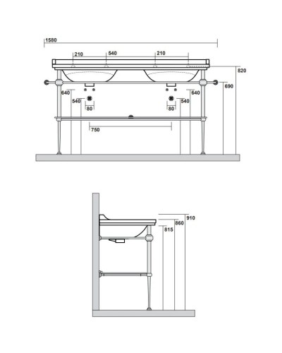Консоль для раковины золото Kerasan Waldorf 9195K2oro