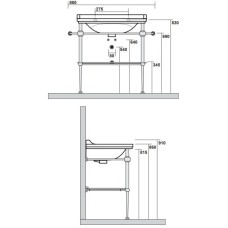 Консоль для раковины золото Kerasan Waldorf 9197K2oro