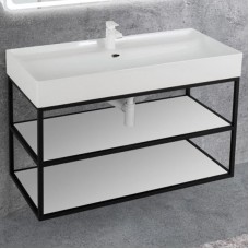 Консоль под раковину Cezares Cadro 100 CADRO50-100/50/58-2C-SO-MET-ST Черная матовая