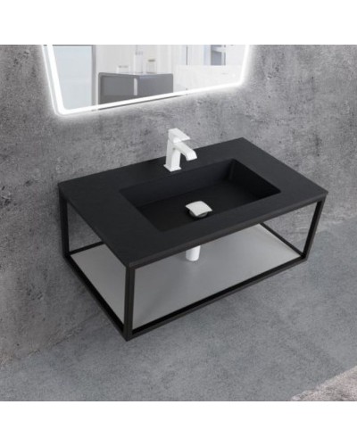 Консоль под раковину Cezares Cadro 80 CADRO-80/46/30-1C-SO-MET-ST Черная матовая