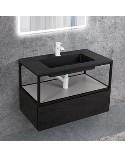 Консоль под раковину Cezares Cadro 80 CADRO-80/46/30-1C-SO-MET-ST Черная матовая