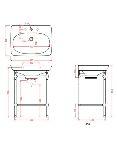 Консоль для раковины Artceram Civitas CIA002 71cr