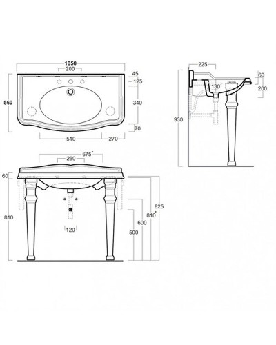 Консоль под раковину TW Bristol TWBR874.2br Бронза
